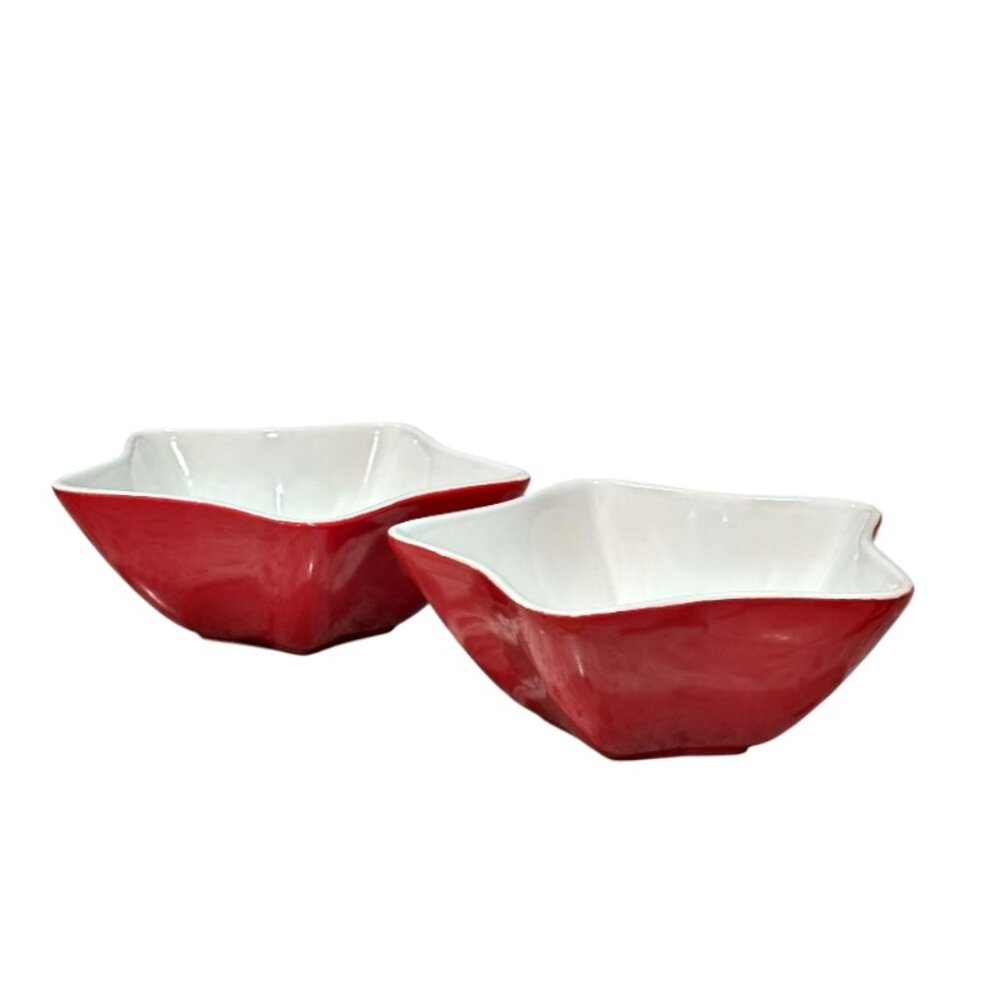 Jay Imports Christmas Red and White Star Shaped Bowls Lot of 2 Holiday Patriotic